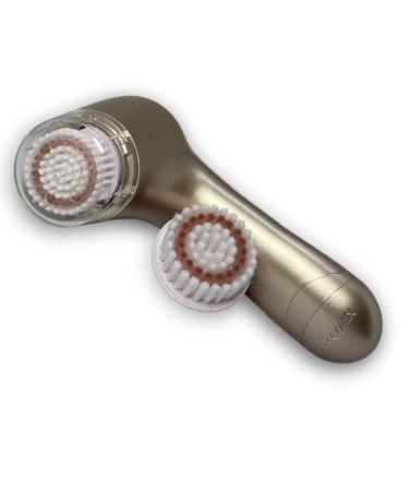 Water-Resistant Facial Cleansing Spinning Brush  2 Exfoliating Brush Heads - Complete Face Exfoliation System with Advanced Microdermabrasion for Gentle Exfoliation and Deep Scrubbing (Rose Gold) Royal Rose Gold
