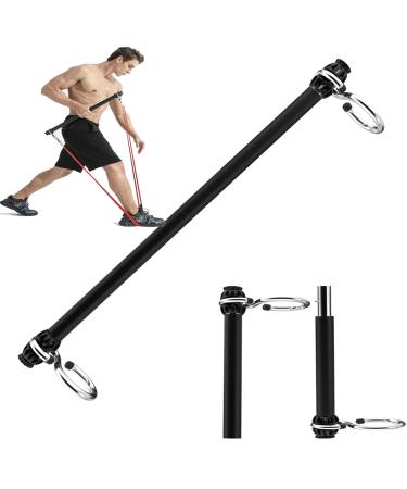 Portable Resistance Band Bar-25.5 Inches Home Gym Body Workouts Squats Weight Lifting Strength Training Etc.with Two S Loops Resistance Band Training Black
