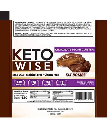 Keto Wise Chocolate Pecan Clusters Fat Bombs - 16 Packs (32g Each) - Buy Online on GoSupps.com