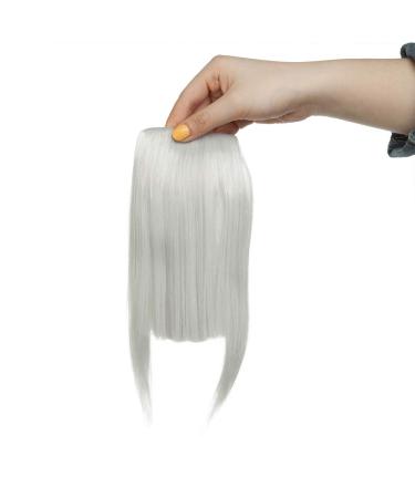 Sego Clip-In Ponytail Hair Extensions - Silver Gray Fringe Bangs | Real Hair Front Hairpieces with 2 Clips - Buy Online on GoSupps.com