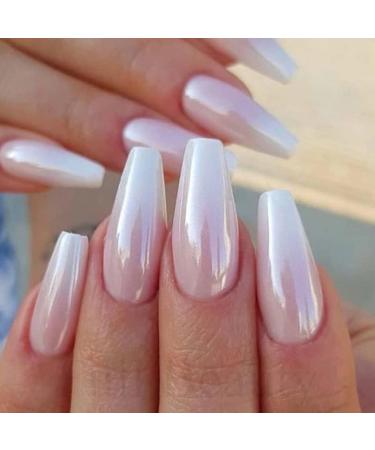 White Pearl Chrome Nail Powder - Aurora Magic Pigment for High Gloss Glitter Nail Art - Buy Online on GoSupps.com