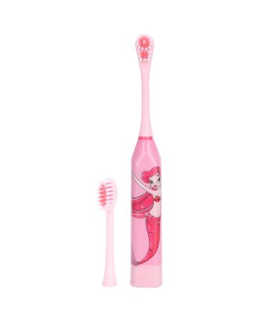 Children's electric toothbrush children tooth cleaning toothbrush for oral care used with 1 x AA battery (not included) - beautiful cartoon pattern (pink)