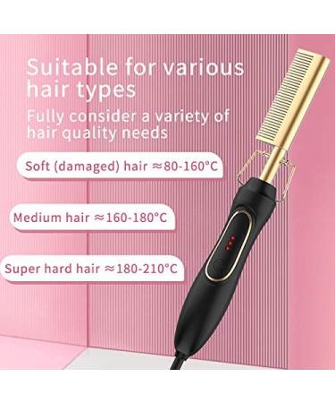 Hot Comb Electric Heating Comb Ceramic Comb Security Portable Curling Iron Heated Brush Multifunctional Copper Hair Brush Straightening Comb Hair Beard Straightener for Wet and Dry Hair(Gold) - Buy Online on GoSupps.com