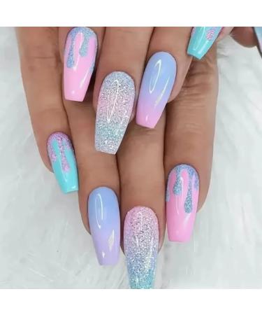 24 Piece Long French Fingernail With 1 Gel And 1 Nail File Nail Art For Women Friends And Family Stick On Nails - Buy Online on GoSupps.com