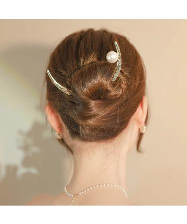 2 Pack Moon Hairpin Set with White Pearl Detail - Hair Accessories for Women and Girls - Buy Online on GoSupps.com