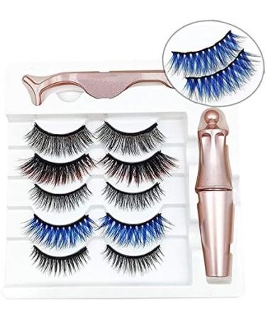 Kangtm 5 Pairs of Mixed Style Color Magnetic False Eyelashes Waterproof Eyeliner Tweezers Set Thick Magnetic False Eyelashes - Buy Online on GoSupps.com
