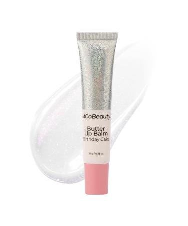 MCoBeauty - Luscious Butter Lip Balm - Moisturising Shimmer with Shea Butter and Vitamin E - Helps Lips Feel Soft Smooth and Glossy All Day - Lip Balm Tinted - Birthday Cake