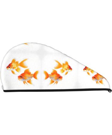 Cute Goldfishes Print Coral Velvet Hair Cap Towel Wrap for Women - Absorbent Drying Solution for Wet Hair Swimming Pool & Tours - Buy Online on GoSupps.com