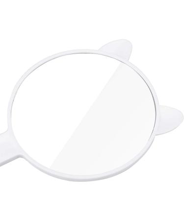 Cat Ear Shaped Travel Handheld Mirror with Handle - White | TOPYHL Cosmetic Mirror - Buy Online on GoSupps.com