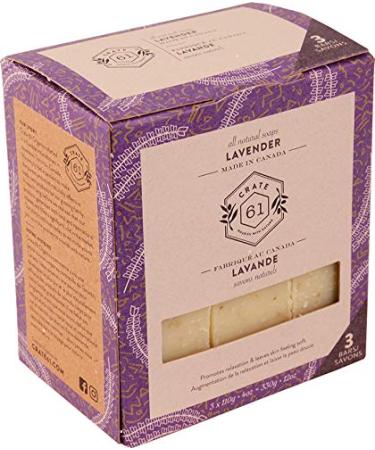 Crate 61, Vegan Natural Bar Soap, Lavendar, 3 Pack, Handmade Soap With Premium Essential Oils, Cold Pressed Face And Body Bar Soap For Men And Women (4 oz, 3 Bars) Lavender (see ingredients for details) 3 Count (Pack of 1)