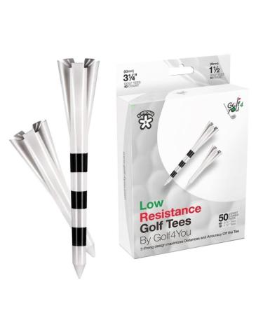 5 Prong Golf Tees - Performance Series Low Resistance Golf Tees 3 1/4'' & 1 1/2'' Assorted Tees for Golf 50 Pack | Reduce Friction & Side Spin, Add More Yards to Your Golf Game