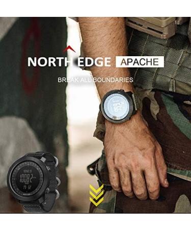 North Edge Apache Tactical Sports Watch for Men - Outdoor Survival Military Compass, Digital Display, Steps Tracker, Pedometer, Calories, Durable Band (Green) - Buy Online on GoSupps.com