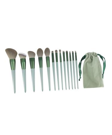 minkissy 1set Makeup Brush Set Loose Powder Wooden Foundation Brush Professional Makeup Brush Smudge Brush Highlight Brush Green Powder Portable Miss Wooden Handle Mix Paint