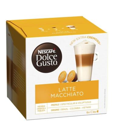 G n rique DOLCE GUSTO - Latte Macchiato Capsules 183g - Gourmet coffee ready in moments - Velvety flavor and creamy foam - Ideal for a quality sweet break. - Pack of 3