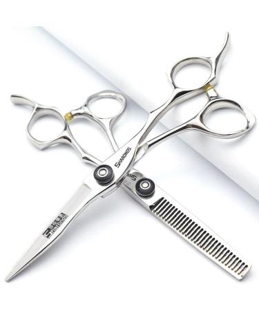Japan 440 Steel Scissors Professional Hairdressing Scissors For Barber Thinning Hair Shears 5.5/6/6.5 inch (6 inch-2pc)