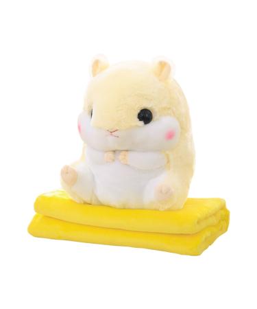 MUZIRI KINOKOO Plush Pillow Blanket Cute Hamster Plush Blanket for TV Sofa Office Nap Blanket Folding Throw Blanket Stuffed Throw Pillow Plane Blanket Soft Plush Toy Blanket-Beiges No seed Beiges