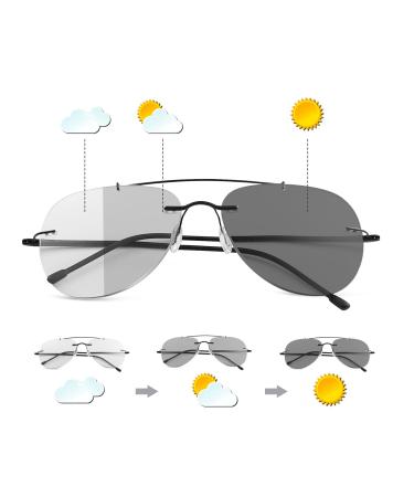 Miryea Randlos Photochrome progressive multifocus transition reading glasses blue light block glasses multifocal computer glasses black 2.0 x