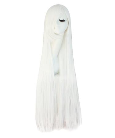 MapofBeauty 40" Anime Costume Long Straight Cosplay Wig Party Wig (White)