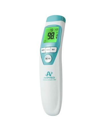 Amplim Hospital Medical Grade Non Contact Clinical Infrared Forehead Thermometer for Baby and Adults, Blue Turquoise