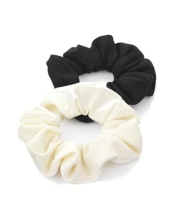 Hair ties jersey elastic black / cream 1 pair