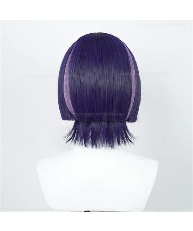 Xingwang Queen Anime Cosplay Wig - Short Black & Blue Highlight Purple Heat Resistant Party Wig for Costume & Events - Buy Online on GoSupps.com
