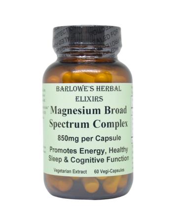 Magnesium Complex | Broad Spectrum Extract | 850mg per Capsule | Magnesium Taurate | Magnesium Glycinate | 60 Vegan Capsules | Stearate-Free, Additive-Free, Glass Bottled