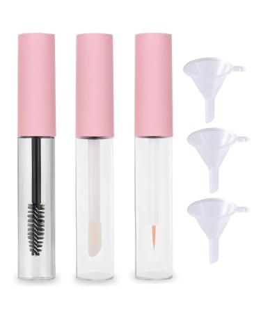 Empty Mascara Tube And Wand Eyeliner Tube And Lip Gloss Tubes Glass Mascara Tubes Empty For Castor Oil Empty Mascara Bottles With Brush (Pink)