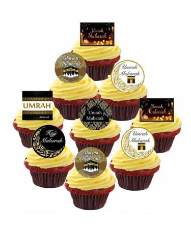 Umrah Mubarak Edible Wafer Card Stand Up DIY Cupcake Toppers Party Decorations 19