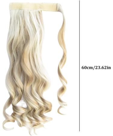 Wavy Ponytail Extension 23 Inch Synthetic Natural Curly Hairpiece Wrap Around Hair Extensions for Women Daily Use Blonde Wavy Hair Extensions - Buy Online on GoSupps.com
