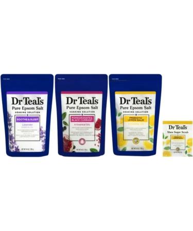 Pure Epsom Salt Soak Gift Set Trio - Lavender Lemon Balm & Pomegranate with Bonus Sugar Scrub - 4 Pieces | International Shipping Available - Buy Online on GoSupps.com