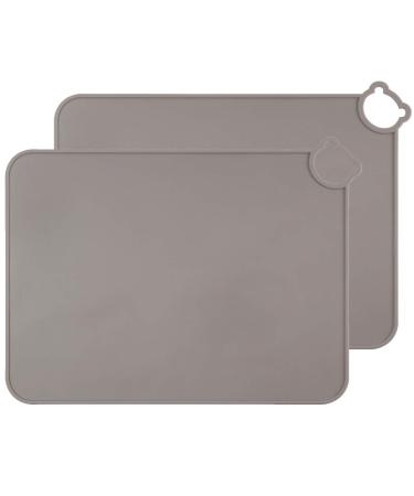 JYKJ Silicone Placemats for Baby Children Kids Food Grade Baby Placemats Travel with Raised Edge Cute Cartoon Design Non Slip Surface Portable Easy to Clean Dishwasher Safe BPA Free (Grey)