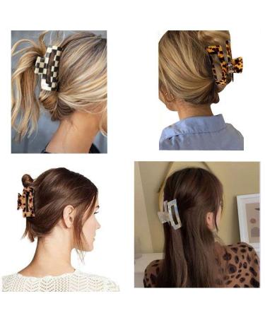 4Pcs Hair Claw Clips | Acetate Banana Barrettes French Butterfly Jaw Clips | Mermaid Color Crab Hairpin | Leopard Print Hair Accessories for Women Girls - Buy Online on GoSupps.com