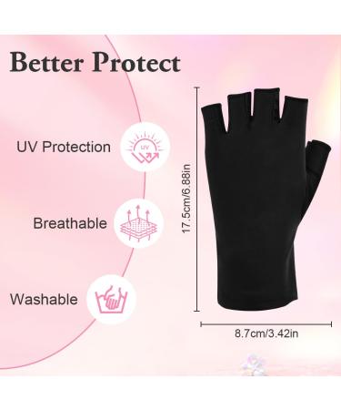ACWOO UV Gloves for Gel Nails 2 Pair UV Protection Gloves for Manicures Anti UV Gloves for Nail Lamp Manicures Dryer Nail Skin Care Fingerless UV Protection Gloves Protect Hands from UV Harm 2 Pairs Black - Buy Online on GoSupps.com