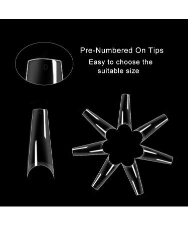 500PCS Clear Half Cover Coffin Acrylic Nail Tips - Ballerina Shape, 10 Sizes | Nail Art Salons & Home DIY - Buy Online on GoSupps.com