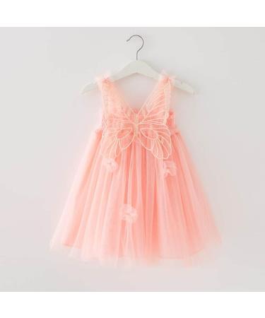 PythJooh Baby Girl Tulle Dress - Sleeveless Butterfly Wings Tutu Princess Dress for Toddler Girl, Daisy Stars Sundress, 3-4 Years, Pink - Buy Online on GoSupps.com