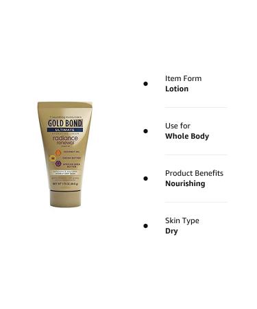 Gold Bond Radiance Renewal Travel Size 1.75 oz (Pack of 3) - Skin Care Moisturizer - Buy Online on GoSupps.com