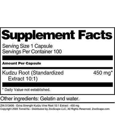 Extra Strength Kudzu Vine Root 10:1 Extract - 450 mg (100 Capsules ZIN: 513406) - 3 Pack - Buy Online on GoSupps.com