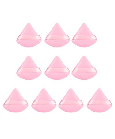 10pcs Powder Puff Dry Wet Makeup Puff Triangle Powder Puff Reusable Triangle Velour Makeup Sponge for Loose Powder Cosmetic Foundation (Pink)