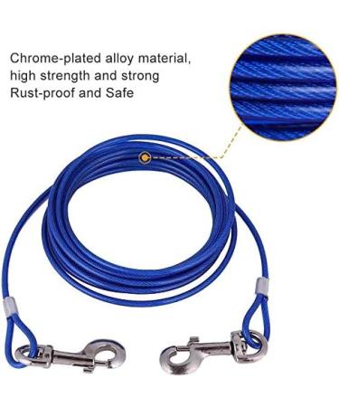 GOTOTOP Heavy Duty Chew Proof Dog Tie Out Cable - 16.4ft Double Heads Chew Resistant Leash for Outdoor Safety - Blue - Buy Online on GoSupps.com