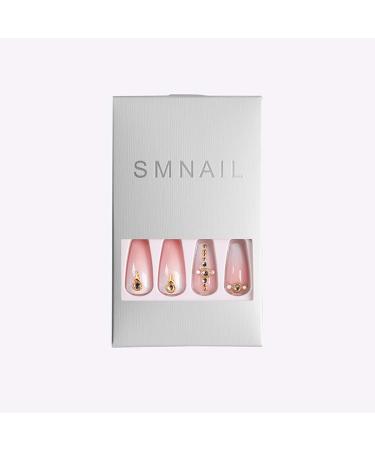 Sethexy Long Sparkle Ballerina False Nails - Crystal Nude Pink Coffin Acrylic Tips for Women & Girls - 24 pcs - Buy Online on GoSupps.com