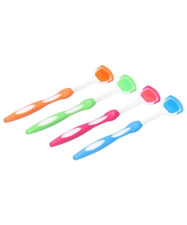 Plastic tongue scraper for on the go. Portable breath odor remover for healthy oral hygiene. Brushes for oral hygiene