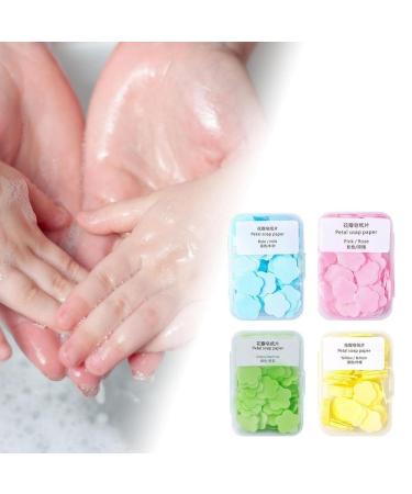 aoukoslt 4 Boxes Paper Soap 4 Different Scented Mini Fresh Portable Disposable Petal Hand Wash Sheets Dissolvable Hand Bath Suitable for Outdoor Travel Camping Soap and Shampoo - Buy Online on GoSupps.com