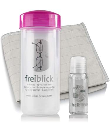 Free View Glasses Bath Set (Pink) - Includes 50ml Cleaner & Microfiber Cloth - Optician Quality Glasses Cleaning Device for All Glasses - Buy Online on GoSupps.com