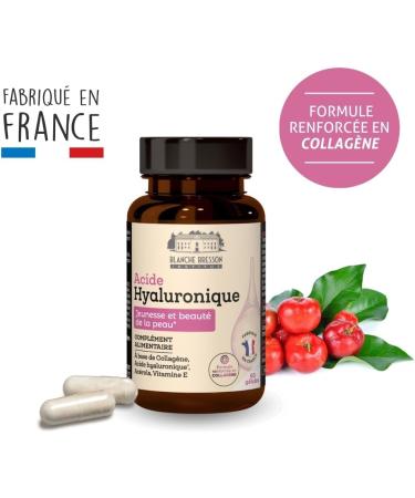 Blanc Bresson - Hyaluronic Acid - Skin Elasticity - Plumping - Anti Age and Anti Wrinkles - Hyaluronic Acid Collagen Vitamin C and E - 1 Month Care - 60 Capsules - Made in France - Buy Online on GoSupps.com