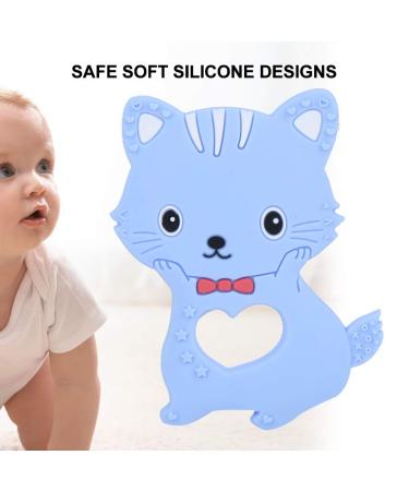 Buy Blue Silicone Cartoon Animal Cat Teething Ring - Perfect Pacifier for 3-18 Months Infants | Ideal Baby Shower Gift - Buy Online on GoSupps.com