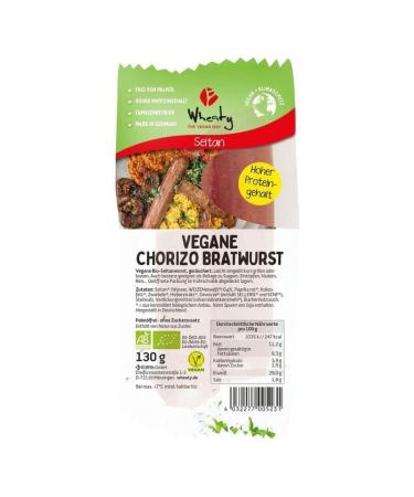 Wheaty Vegan Chorizo Bratwurst - Organic - 130g x 5-Pack of 5