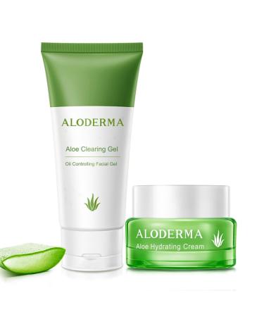 Aloderma Aloe Oil Controlling Set 2 pcs - Aloe Clearing Gel Hydrating Cream