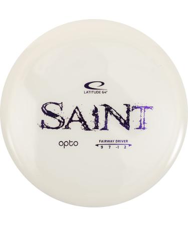 Latitude 64 Opto Saint | Disc Golf Distance Driver | 170g Plus | Beginner Friendly Easy to Throw Frisbee Golf Disc | Stamp Color Will Vary White