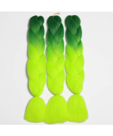Buy Showjarlly Kanecalon Hair Braids - Ombre Jumbo Extensions 24 Dark Green/Yellow-Green (3-Pack) | International Shipping - Buy Online on GoSupps.com