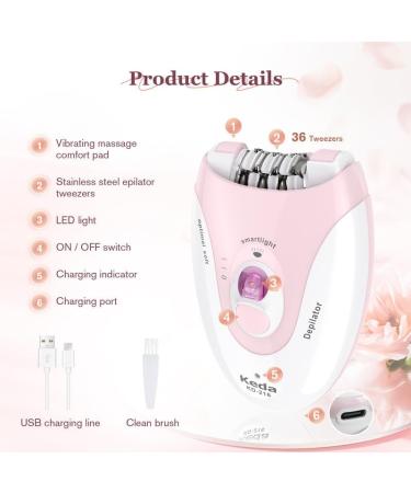 Face Epilator for Women Facial Epilator Electric for Face Hair Remover Cordless Epilators with LED Light for Women Face Body Armpit Bikini Leg Hair Removal Light-pink05 - Buy Online on GoSupps.com